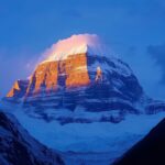 Breathtaking sunrise over the himalayas  spiritual peaks and golden light illuminating kailash