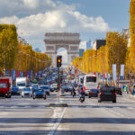 Famous street Champs Elysees in the fall. Paris. France.